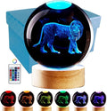 3D Crystal Ball Lamp with Lifelike LED Lion, 16 Color Changing Light, Dimmable by Conalisk