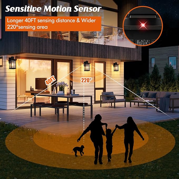 Motion Sensor Outdoor Light Fixture Wall Mount, Dusk to Dawn Oil-Rubbed Bronze - Image 4