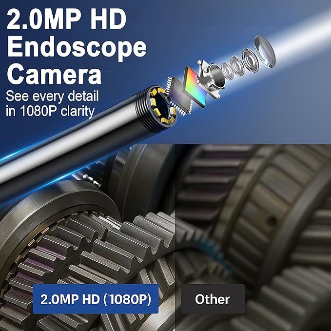 Endoscope Camera with Light 1920P HD Dual-Lens Borescope with 8 LED Lights - Image 2