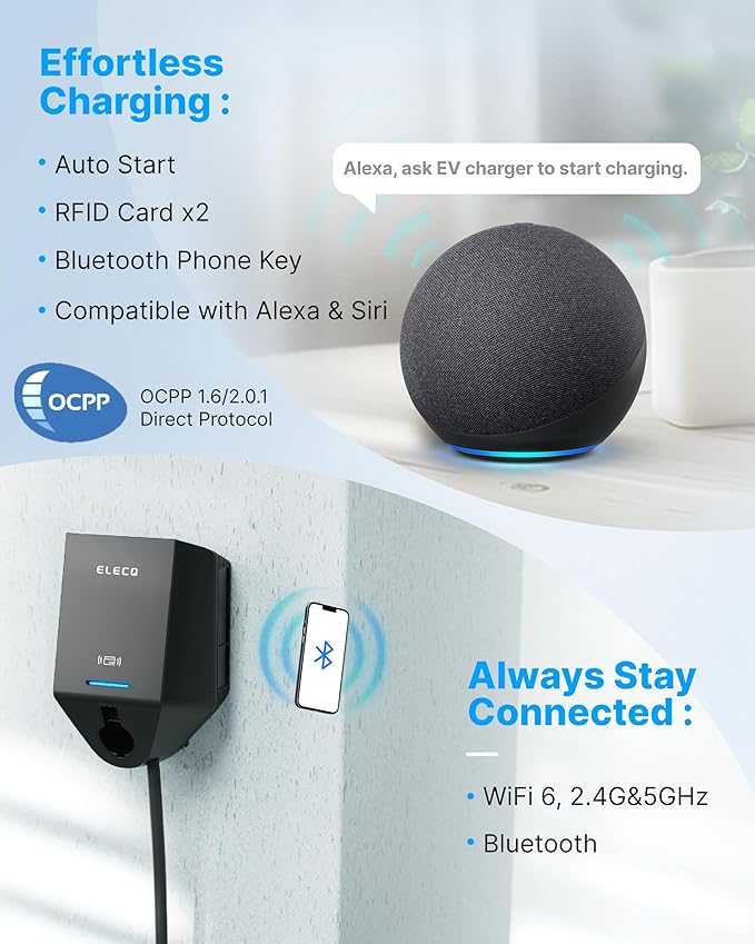 ELECQ Smart Level 2 EV Charger, Active Load Management, Solar EV Charging Mode - Image 4