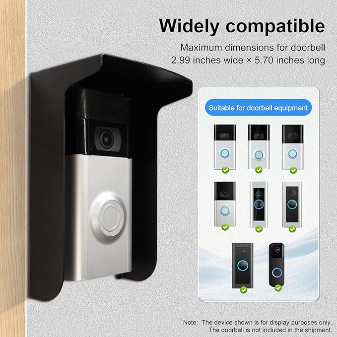 Dgyezhao Outdoor Black Doorbell Rain Anti-Glare Cover, Steel Weather-Blocking - Image 2