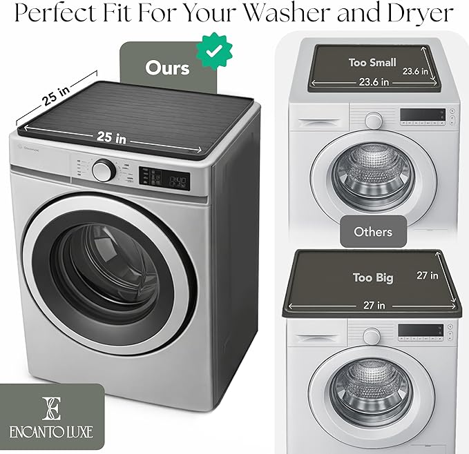 2 PC Washer and Dryer Top Cover Protectors 25" x 25", Laundry Machine Dust - Image 2