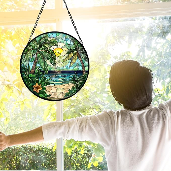 DASTOLL Stained Glass Window Hanging, and Mom 6.3 in - Image 3