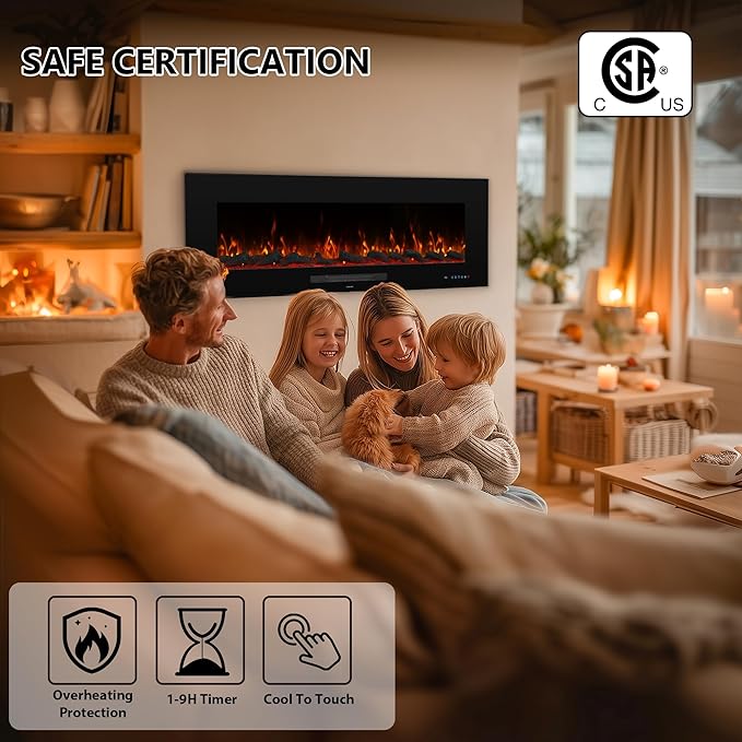 72" Electric Fireplace, Recessed & Wall Mounted Fireplace Heater 13 * 13 Colors - Image 7