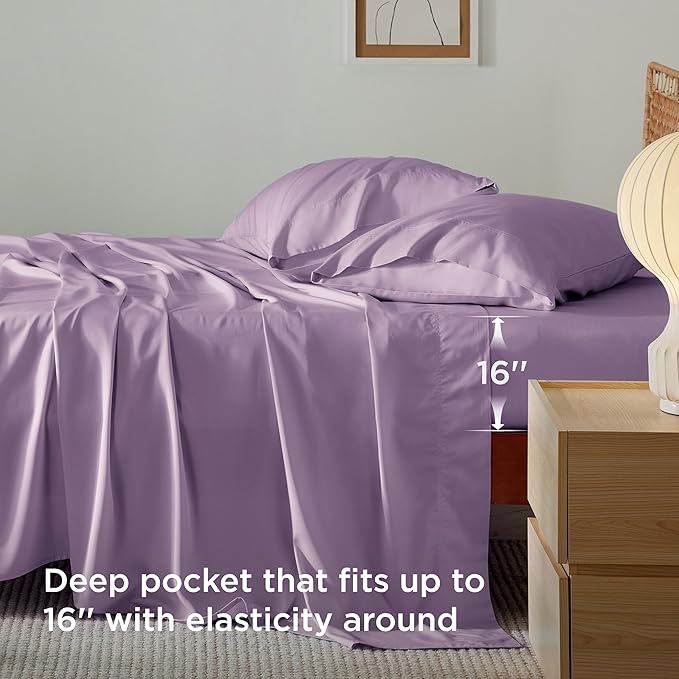 Bedsure Cooling Sheets Twin, Rayon Derived from Bamboo, Breathable & Soft Twin - Image 3