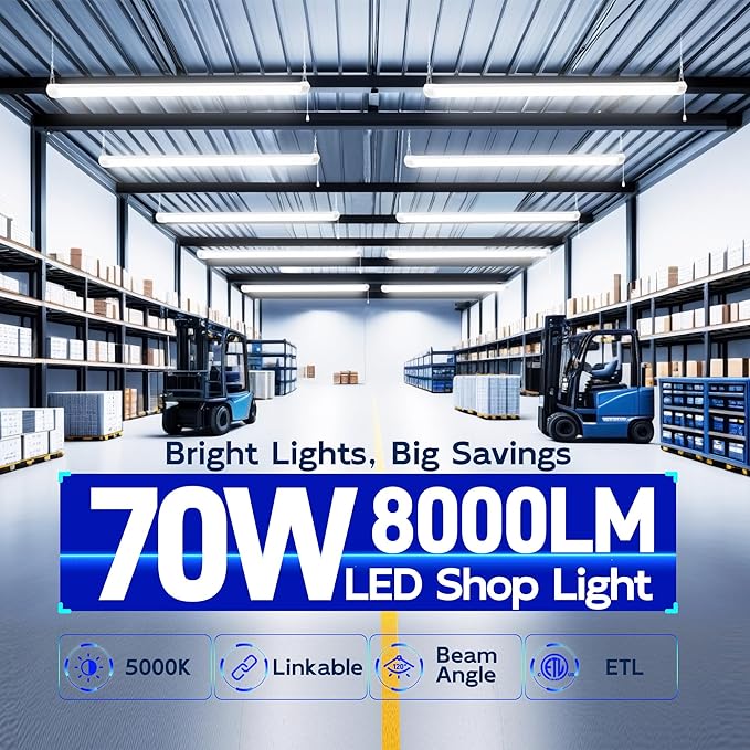 hykolity 4FT 70W LED Shop Light Linkable, 5000K Utility Shop Lights - Image 2