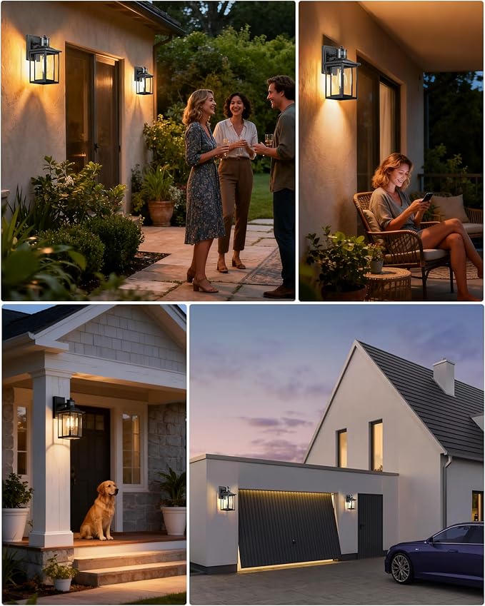 LTBLIGHT 2-Pack Motion Sensor Outdoor Lights, Modern Black Dusk to Dawn Porch - Image 7