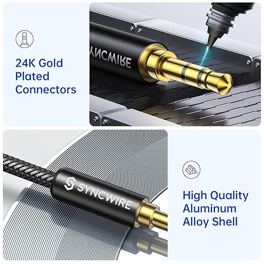 SYNCWIRE 3.5mm Nylon Braided Aux Cable, Audio Auxiliary Input Adapter Male to - Image 3