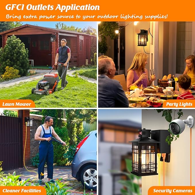 2-Pack Porch Lights with GFCI Outlet, Motion Sensor Dusk to Dawn Waterproof - Image 8