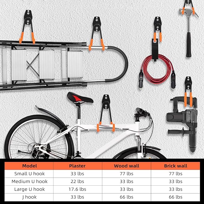 CRXCRC 6-Pack Small Square Heavy Duty Garage Hooks, Utility Room Storage - Image 6