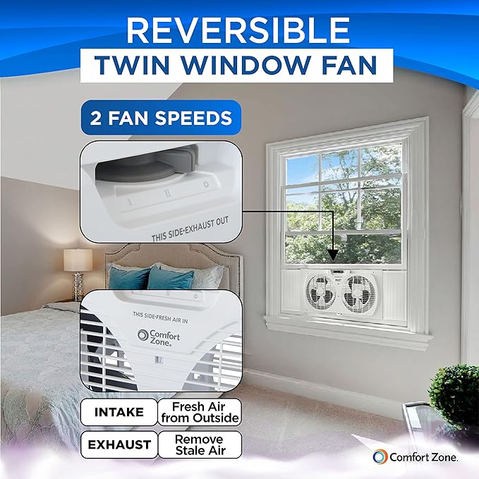 Comfort Zone Twin Window Fan - Image 4