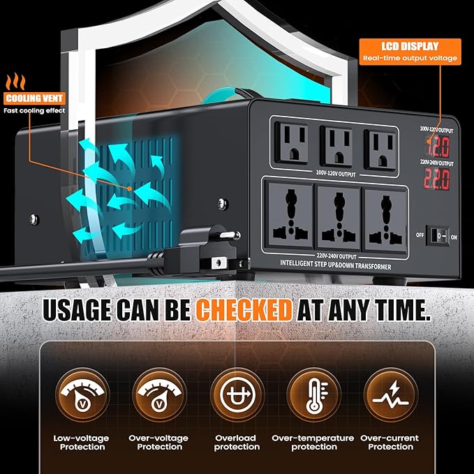 8000W Voltage Converter Transformer Step Up 110V/120V to220V/240V or Step Down - Image 4