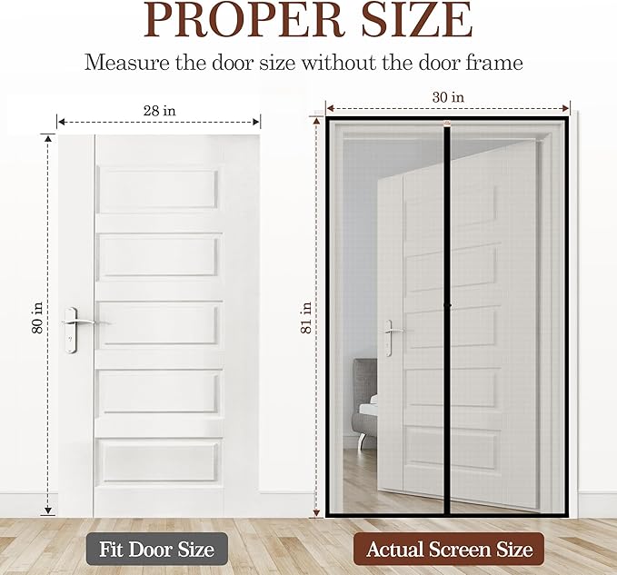 Yotache Narrow Magnetic Screen Door Fit Doors 28 x 80, Screen Size 30" x 81" - Image 2