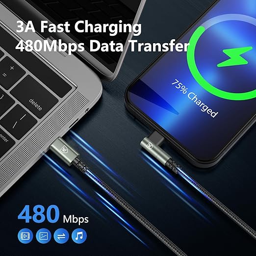 90 Degree iPhone Charger 6FT 3Pack USB C to Lightning Cable Fast Charging Cord - Image 4