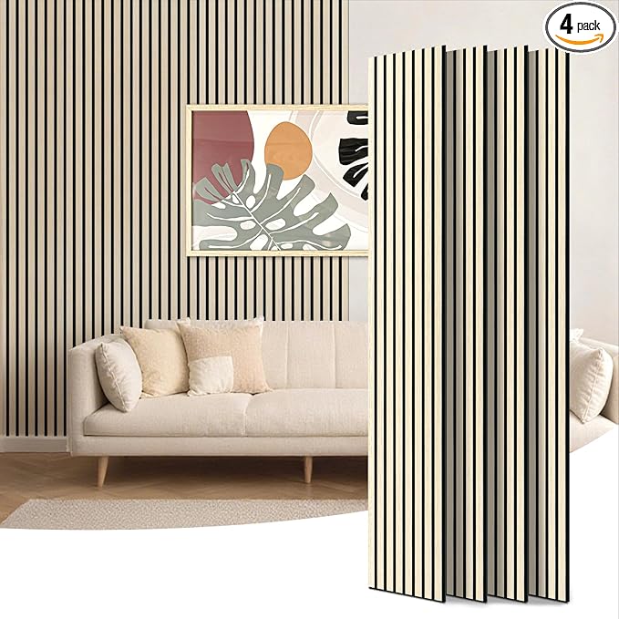 Art3d 4-Piece 94 x 12.6 Inch Acoustic Lightweight Slat Wall Panel by Art3d