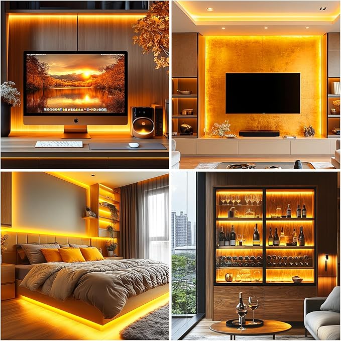 Short LED Strip Lights Yellow 5V USB Not Dimmable Flexible COB LED Rope Lights - Image 5