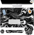 Britimes Black White Marble Keyboard Mouse Pad Set 4in1 Large Mousepad+Keyboard by Britimes