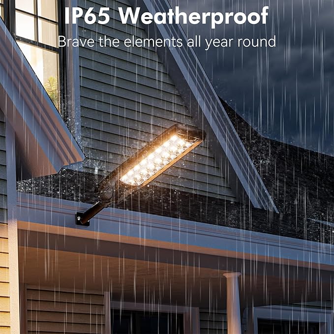 MMKT Solar Street Lights Outdoor, 3 Color Warm White LED Dusk to Dawn IP65 - Image 4