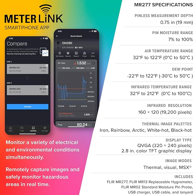 FLIR MR277 Moisture Meter, MSX IR Camera & Hygrometer - Image 6