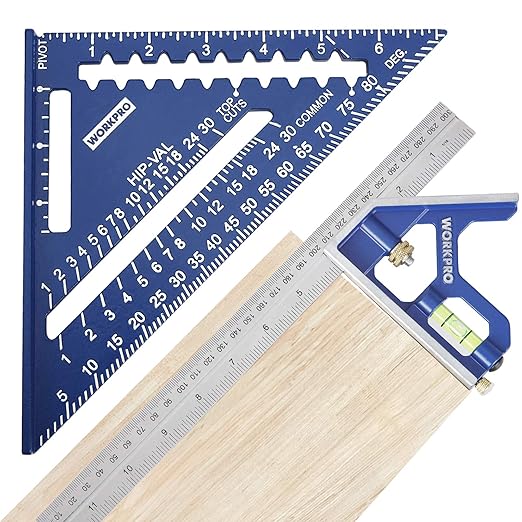 WORKPRO Aluminum Alloy Carpenter Square and Zinc-Alloy Square Ruler Set - 7 in. by WORKPRO