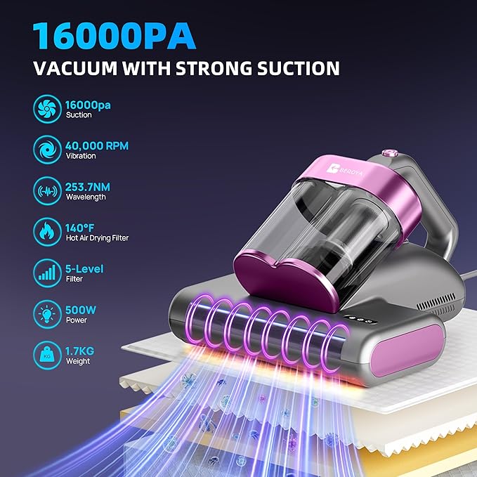 Beroya Mattress Vacuum Cleaner UVC 253.7nm Light - Image 2