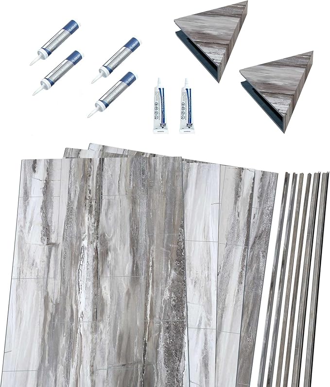 Palisade 78in x 60in x 30in Waterproof Vinyl Shower Surround Kit - Image 2