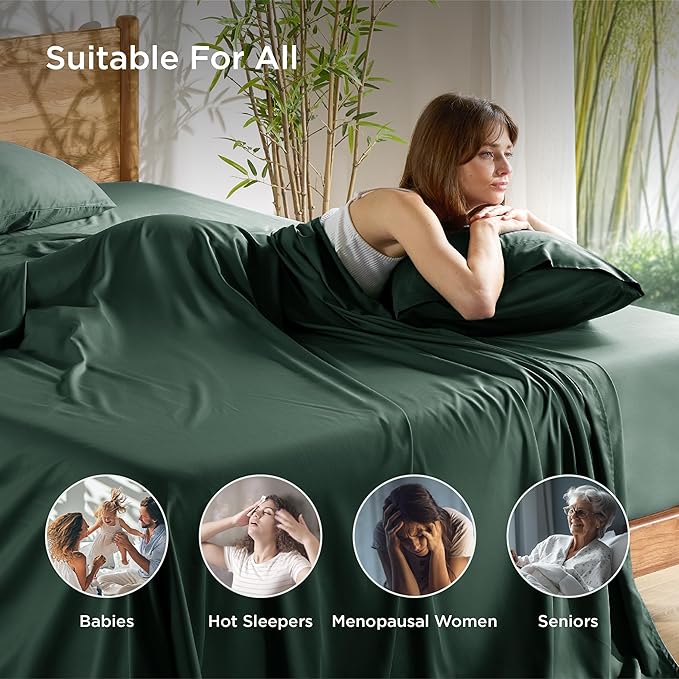 Bedsure Full Size Bed Sheets, Cooling Sheets, Rayon Derived from Bamboo - Image 7
