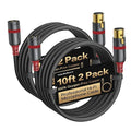 Warrky XLR Cables 10ft 2 Pack Balanced Microphone Cable Male to Female by WARRKY