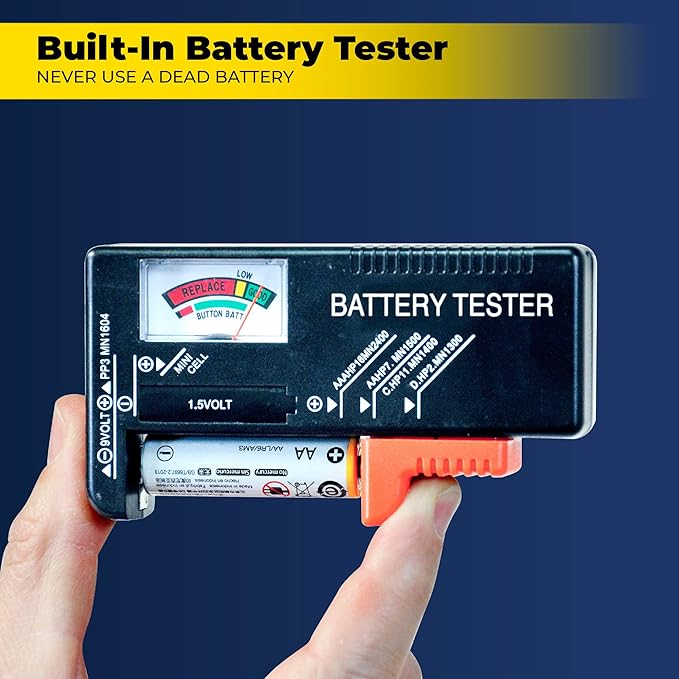 Ontel Battery Organizer with Tester | Stores 180 Batteries | Clear Locking Lid - Image 6