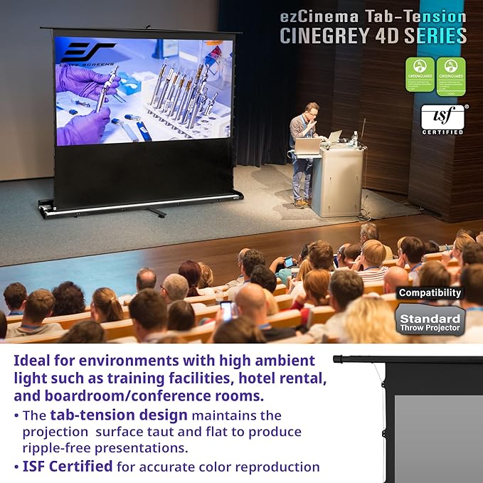 Elite Screens ezCinema Tab-Tension CineGrey 4D, 116-inch 16:9, Manual Floor - Image 3