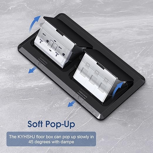 KYHSHJ Dual Pop-Up Floor Electrical Outlet Box Kit，20 Amp Stainless Steel GFCI - Image 3