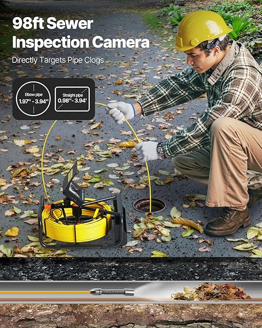 VEVOR Sewer Camera, 98.4 ft/30 m, 4.3" Pipe Drain Inspection Camera - Image 2
