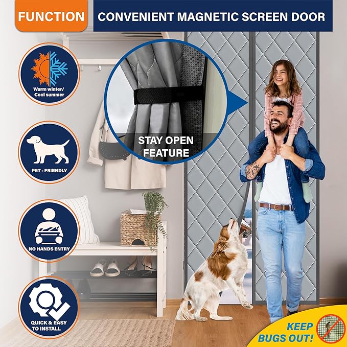 Magnetic Thermal Insulated Door Curtain, Fits Door Size 38" x 82", Durable - Image 5