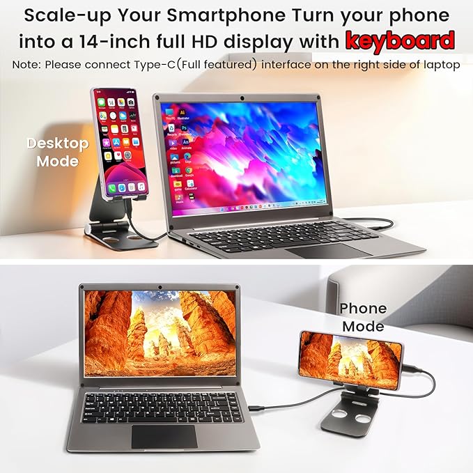 GrowCube Portable Monitor with Keyboard, 14inch 1080P FHD Lapdock Compatible - Image 3
