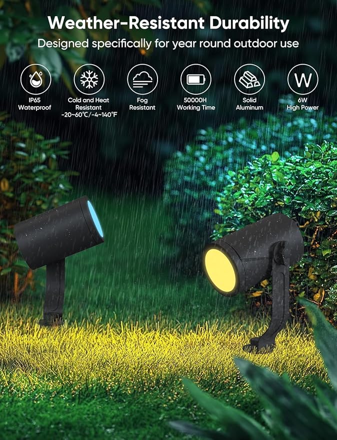 APPECK Smart Landscape Lighting Kit 36W, RGBCW Smart Landscape Lights 6 Pack - Image 3