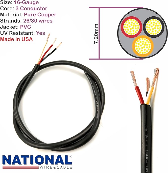 NATIONAL Wire & Cable – 16 AWG 3-Conductor Premium Copper Wire, 250 ft - Image 3