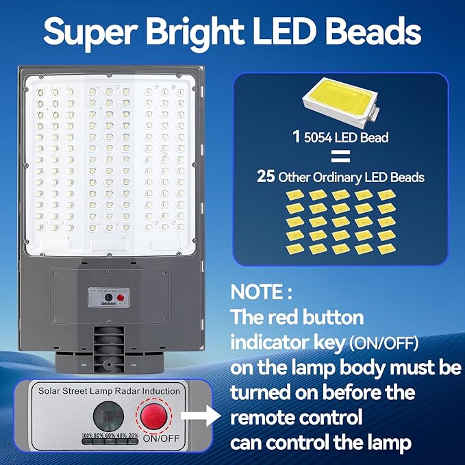 7500W Solar Street Lights Outdoor, 450000LM 7000K Solar Parking Lot Lights Dusk - Image 2