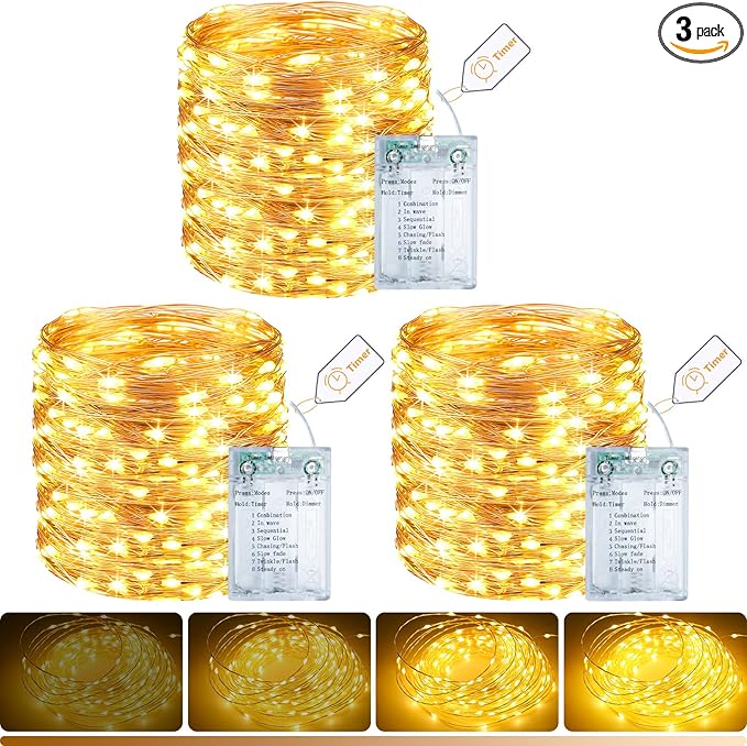 litogo 3 Pack Fairy Lights Battery Operated by Litogo