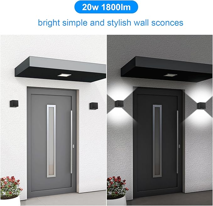 ledmo LED Up and Down Outdoor Wall Lights 20W Anti-Rust Adjustable Modern Wall - Image 7