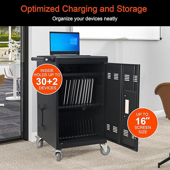 Aokleo Laptop Charging Cart, 32 Devices Tablet Storage Carts - Image 4