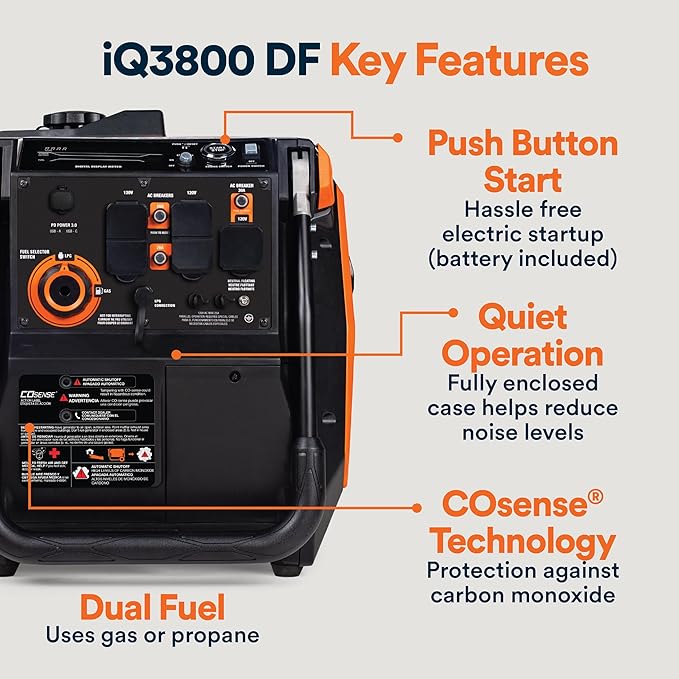 Generac 3, 800-Watt Dual-Fuel Portable Inverter Generator - Image 8