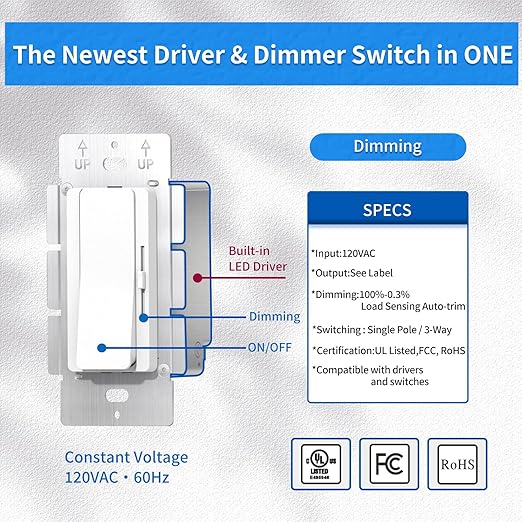 Dimmer and Driver Switch in one, 120W ON/Off Output Voltage: 12V +/-0.5V - Image 3