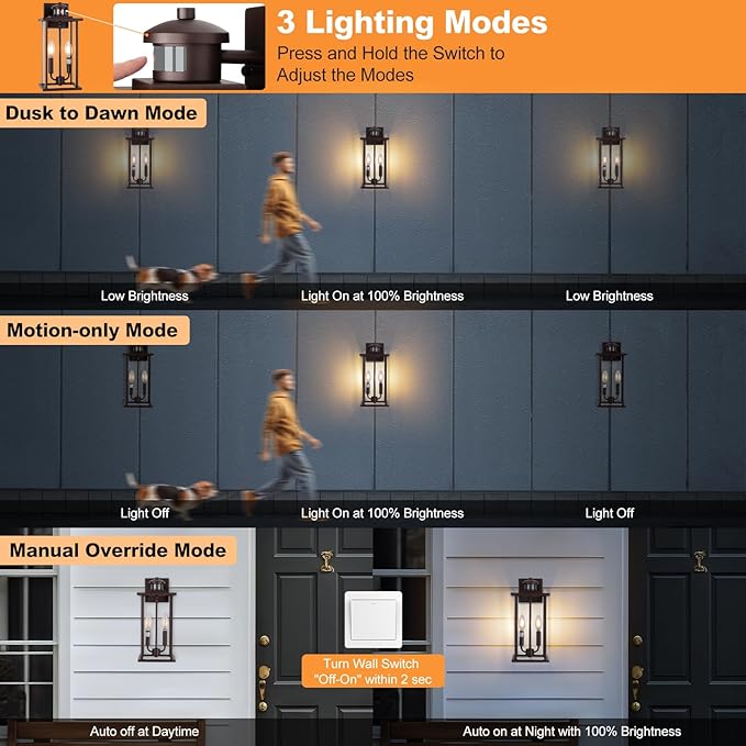 SIAFAVOI Motion Sensor Outdoor Wall Lights, Compatible - Image 4