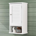 Small Bathroom Wall Cabinet, Slim Single Louvered Door Narrow Over The Toilet by OONNEE