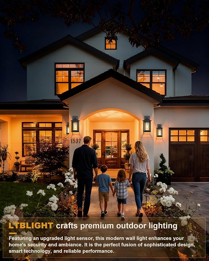 LTBLIGHT Dusk to Dawn Outdoor Lighting, Modern Black Waterproof Exterior Wall - Image 8