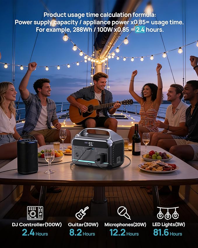 DARAN Portable Power Station 600W, 288Wh Solar Generator LiFePO4 Battery - Image 6