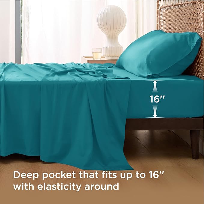 Bedsure Cooling Sheets Twin, Rayon Derived from Bamboo, Breathable & Soft Twin - Image 3