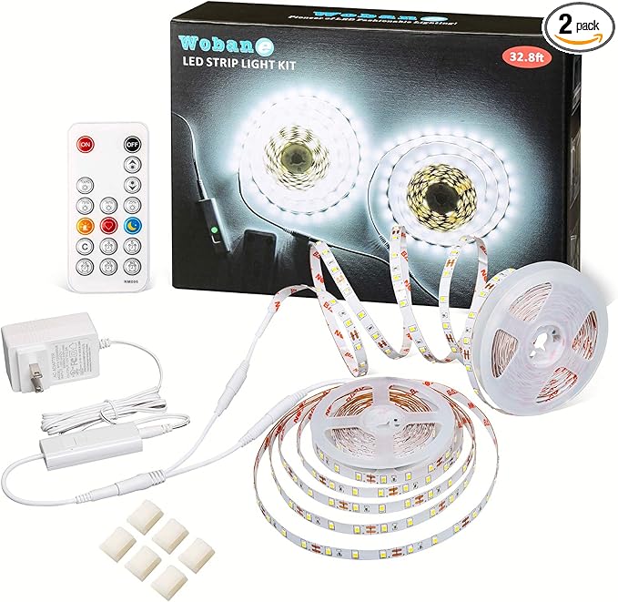 WOBANE LED Strip Lights 32.8ft White, Dimmable White Light Strip Kit by WOBANE