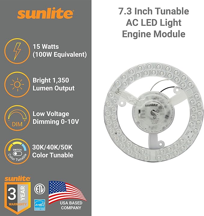 Sunlite 88479 7.3-Inch AC LED Light Engine Module, 15 Watts, 1350 Lumens - Image 3