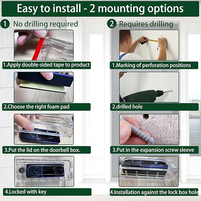groword Anti-Theft Video Doorbell Mount Compatible - Image 6